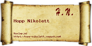 Hopp Nikolett névjegykártya